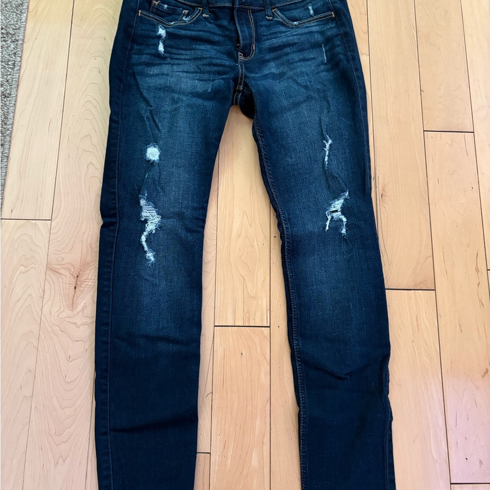 Hollister Dark Blue Distressed Skinny Jeans